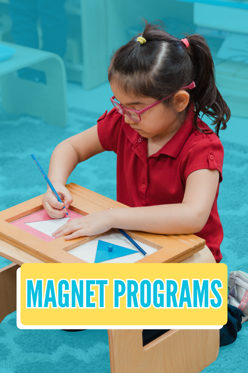 Student working on a montessori table